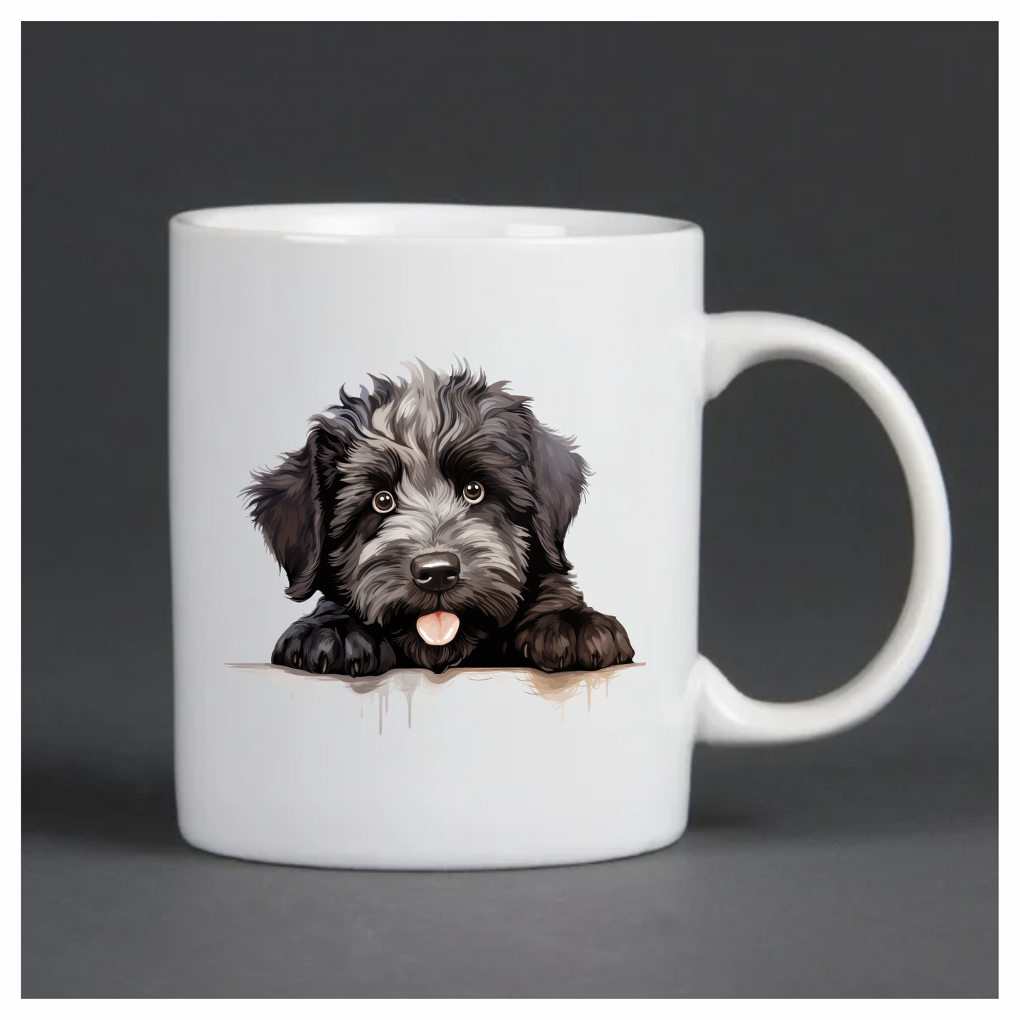 Black White Dog Puppy Fluffy Vinyl Sticker Decal