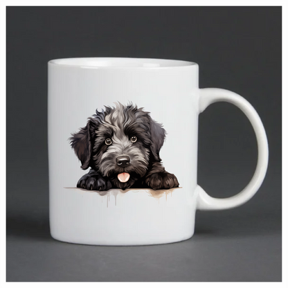 Black White Dog Puppy Fluffy Vinyl Sticker Decal