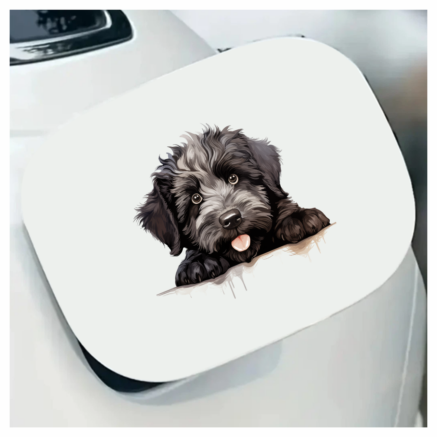 Black White Dog Puppy Fluffy Vinyl Sticker Decal