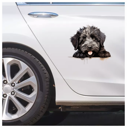 Black White Dog Puppy Fluffy Vinyl Sticker Decal