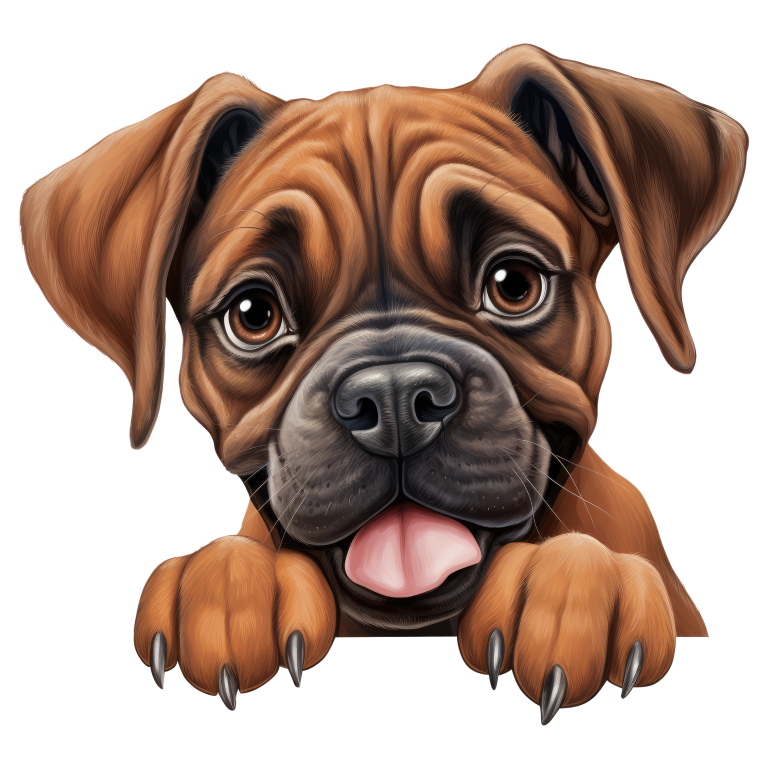 Brown Dog Boxer Puppy Cute Tongue Vinyl Sticker Decal