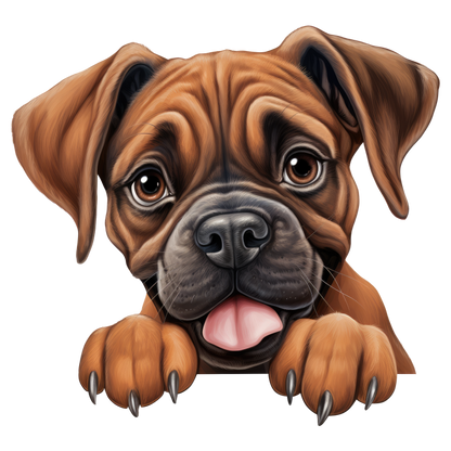 Brown Dog Boxer Puppy Cute Tongue Vinyl Sticker Decal