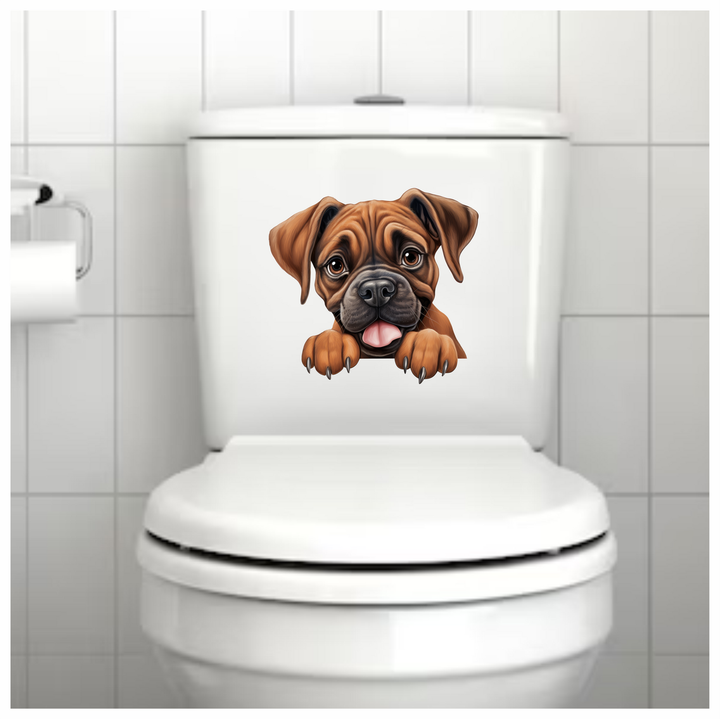 Brown Dog Boxer Puppy Cute Tongue Vinyl Sticker Decal