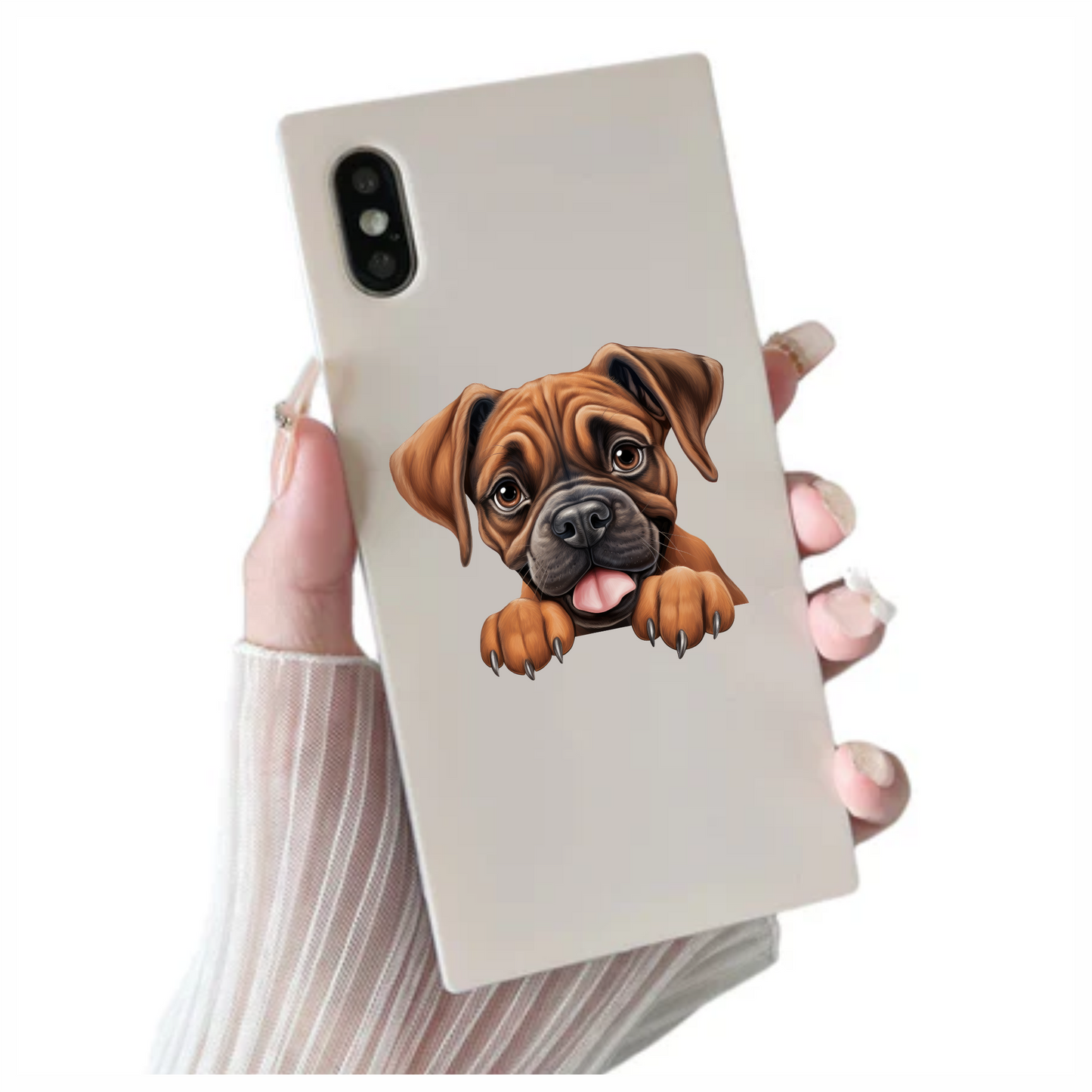Brown Dog Boxer Puppy Cute Tongue Vinyl Sticker Decal