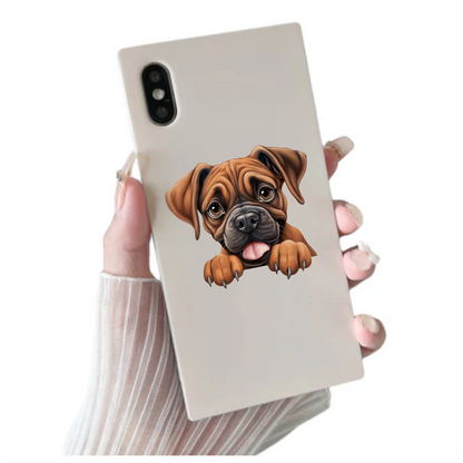 Brown Dog Boxer Puppy Cute Tongue Vinyl Sticker Decal