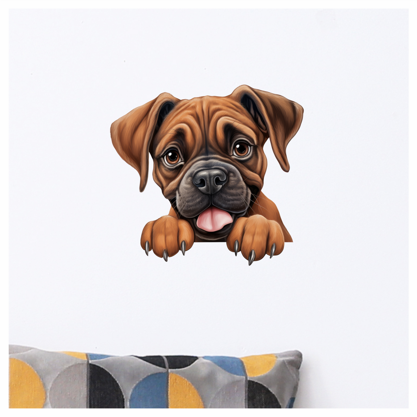 Brown Dog Boxer Puppy Cute Tongue Vinyl Sticker Decal