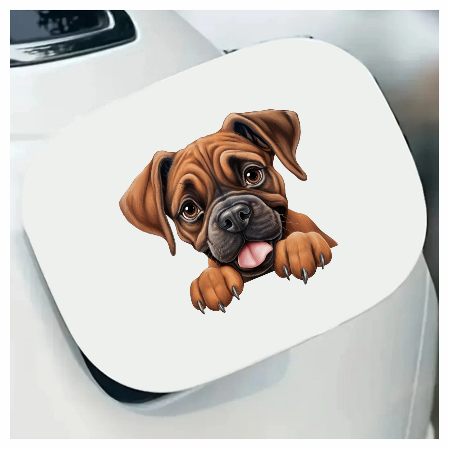 Brown Dog Boxer Puppy Cute Tongue Vinyl Sticker Decal