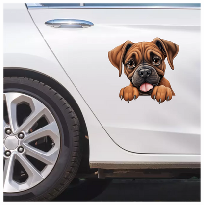 Brown Dog Boxer Puppy Cute Tongue Vinyl Sticker Decal
