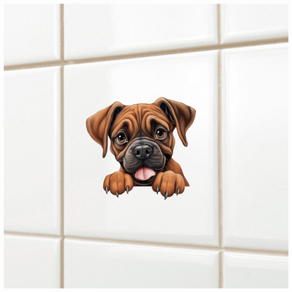 Brown Dog Boxer Puppy Cute Tongue Vinyl Sticker Decal