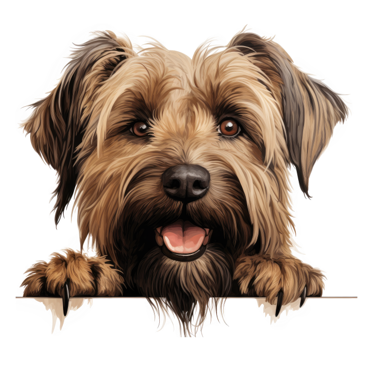 Brown Shaggy Dog Terrier Happy Vinyl Sticker Decal