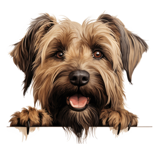 Brown Shaggy Dog Terrier Happy Vinyl Sticker Decal