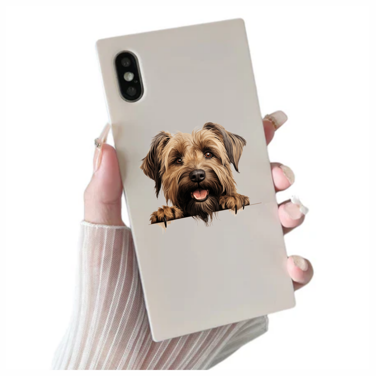 Brown Shaggy Dog Terrier Happy Vinyl Sticker Decal