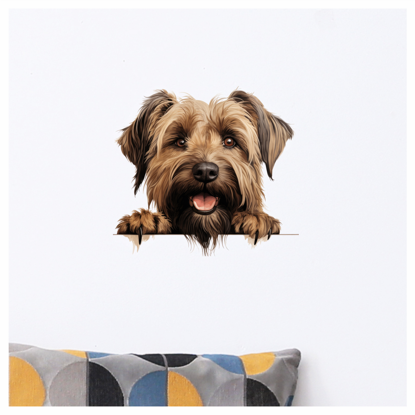 Brown Shaggy Dog Terrier Happy Vinyl Sticker Decal