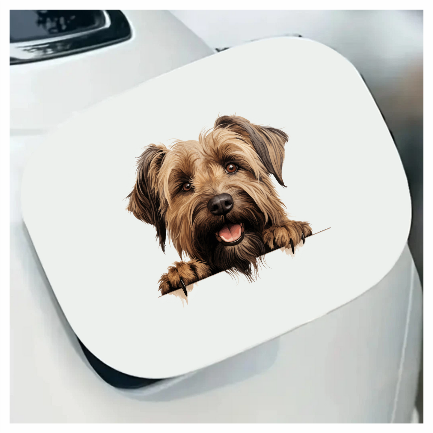 Brown Shaggy Dog Terrier Happy Vinyl Sticker Decal