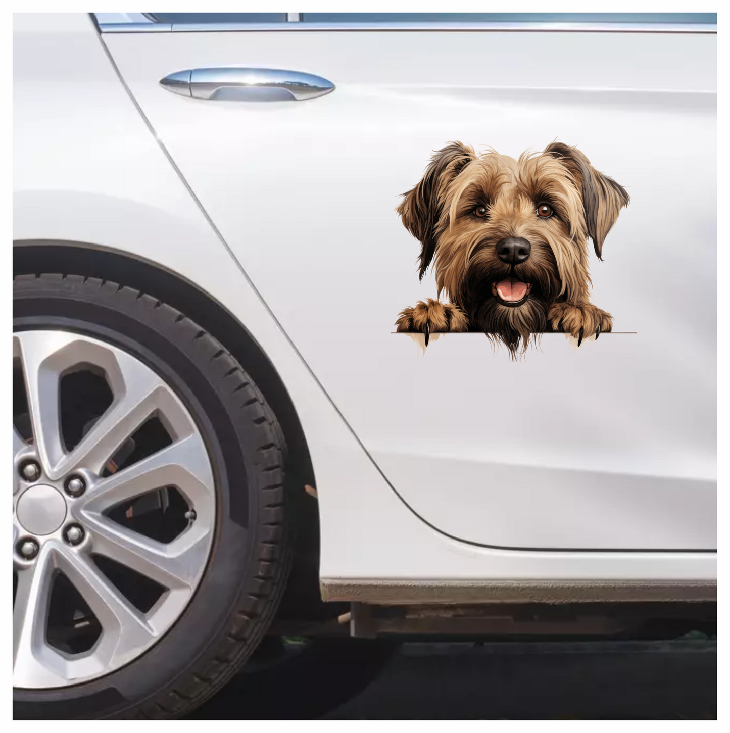 Brown Shaggy Dog Terrier Happy Vinyl Sticker Decal