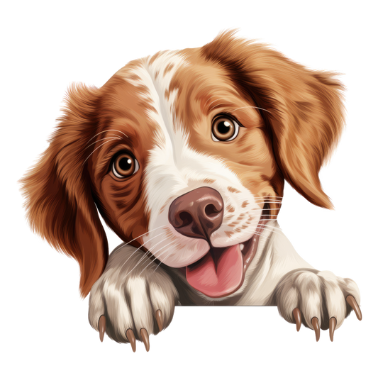 Brown White Dog Spaniel Happy Vinyl Sticker Decal