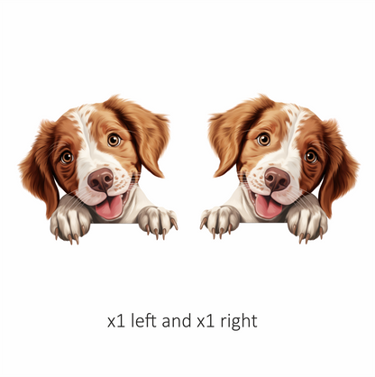 Brown White Dog Spaniel Happy Vinyl Sticker Decal