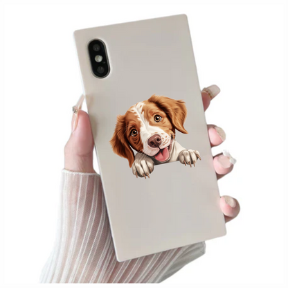 Brown White Dog Spaniel Happy Vinyl Sticker Decal