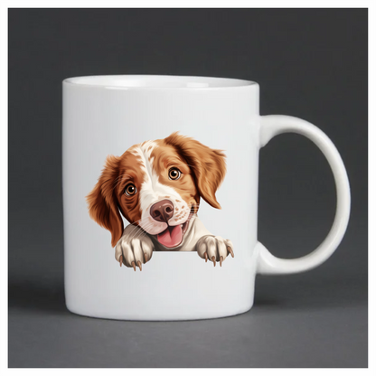 Brown White Dog Spaniel Happy Vinyl Sticker Decal