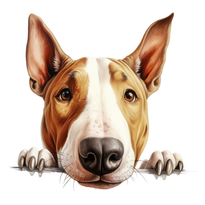 Brown White Dog Bullterrier Face Vinyl Sticker Decal