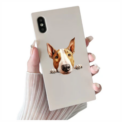 Brown White Dog Bullterrier Face Vinyl Sticker Decal