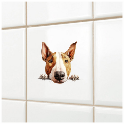 Brown White Dog Bullterrier Face Vinyl Sticker Decal