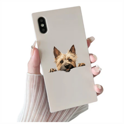 Brown Dog Terrier Face Peek Vinyl Sticker Decal