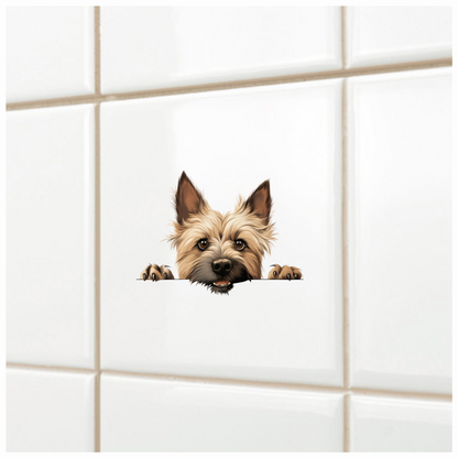 Brown Dog Terrier Face Peek Vinyl Sticker Decal