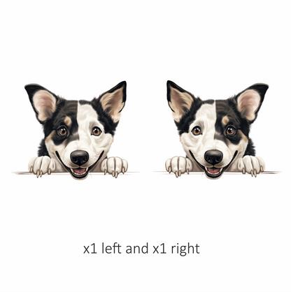 Black White Dog Corgi Smiling Vinyl Sticker Decal
