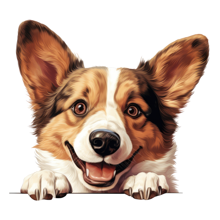 Brown White Corgi Dog Happy Face Vinyl Sticker Decal