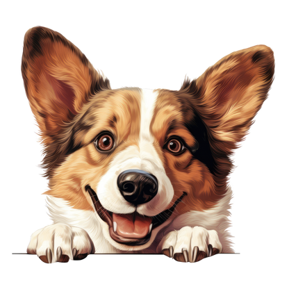Brown White Corgi Dog Happy Face Vinyl Sticker Decal