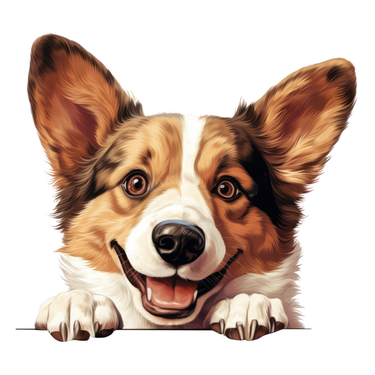 Brown White Corgi Dog Happy Face Vinyl Sticker Decal