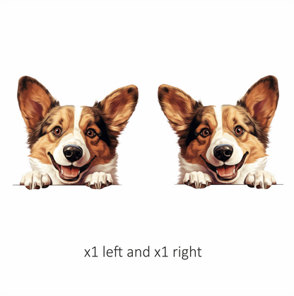Brown White Corgi Dog Happy Face Vinyl Sticker Decal