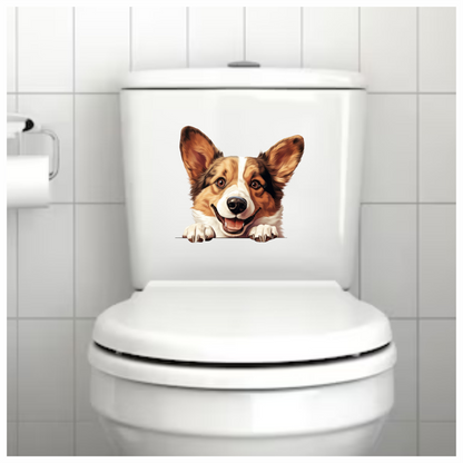 Brown White Corgi Dog Happy Face Vinyl Sticker Decal