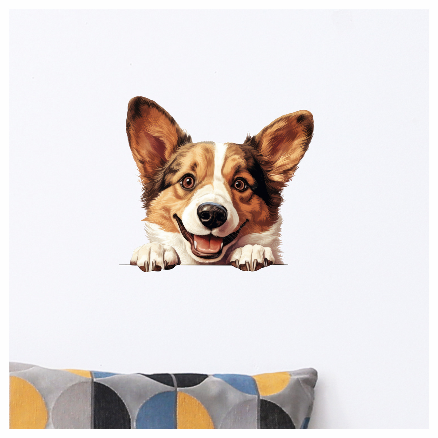 Brown White Corgi Dog Happy Face Vinyl Sticker Decal