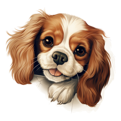 Brown White Dog Cavalier Spaniel Vinyl Sticker Decal