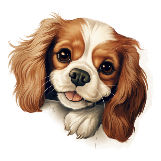 Brown White Dog Cavalier Spaniel Vinyl Sticker Decal