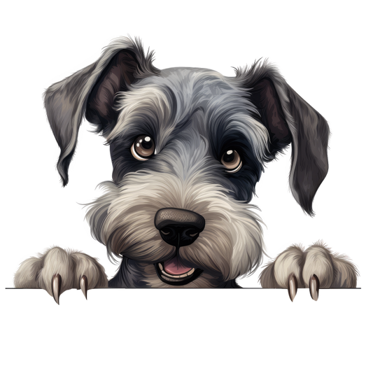 Grey Dog Schnauzer Cute Paw Vinyl Sticker Decal