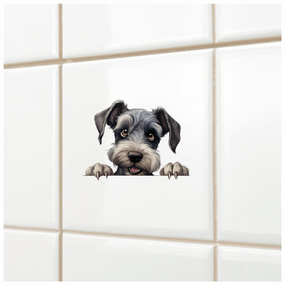 Grey Dog Schnauzer Cute Paw Vinyl Sticker Decal
