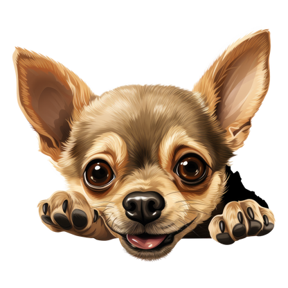 Brown Cute Chihuahua Dog Face Sticker Vinyl Sticker Decal