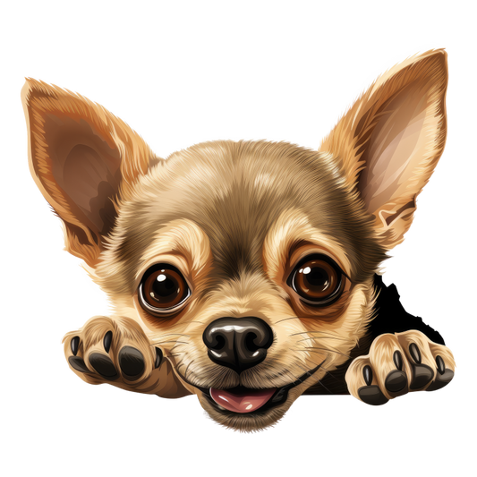 Brown Cute Chihuahua Dog Face Sticker Vinyl Sticker Decal