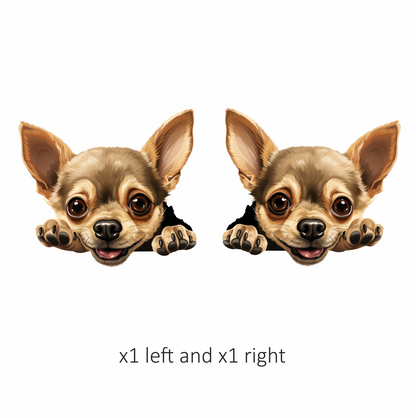 Brown Cute Chihuahua Dog Face Sticker Vinyl Sticker Decal