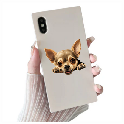 Brown Cute Chihuahua Dog Face Sticker Vinyl Sticker Decal