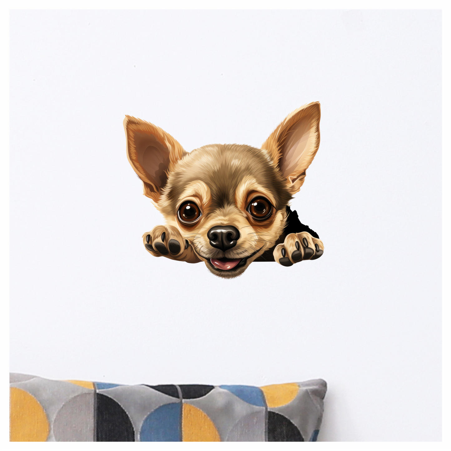 Brown Cute Chihuahua Dog Face Sticker Vinyl Sticker Decal