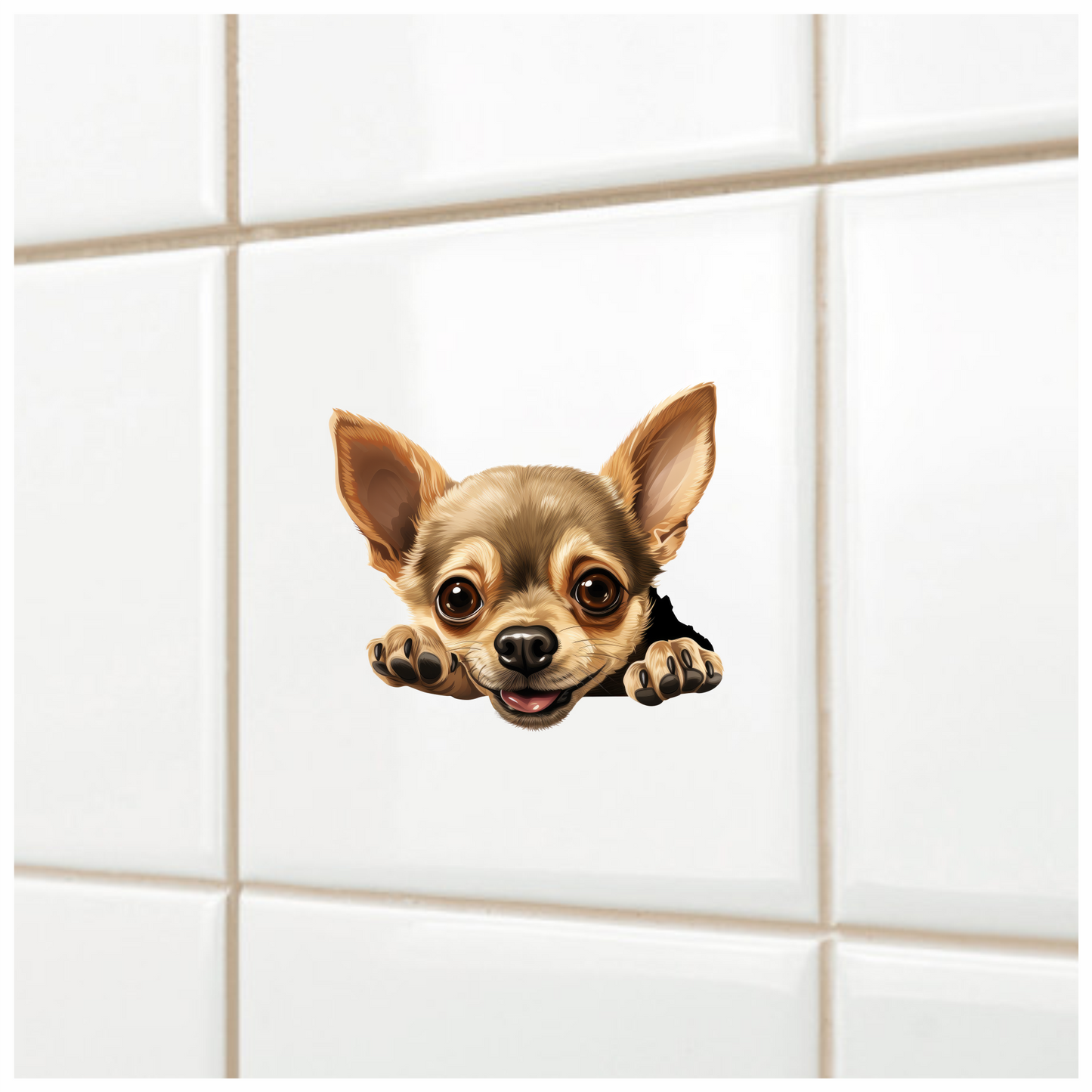 Brown Cute Chihuahua Dog Face Sticker Vinyl Sticker Decal