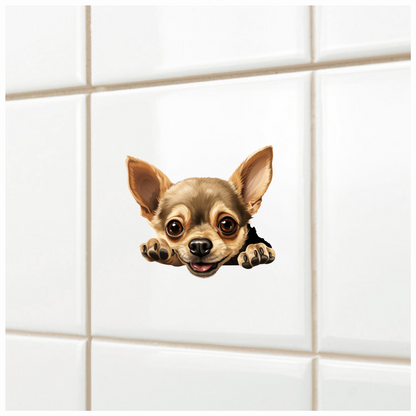 Brown Cute Chihuahua Dog Face Sticker Vinyl Sticker Decal