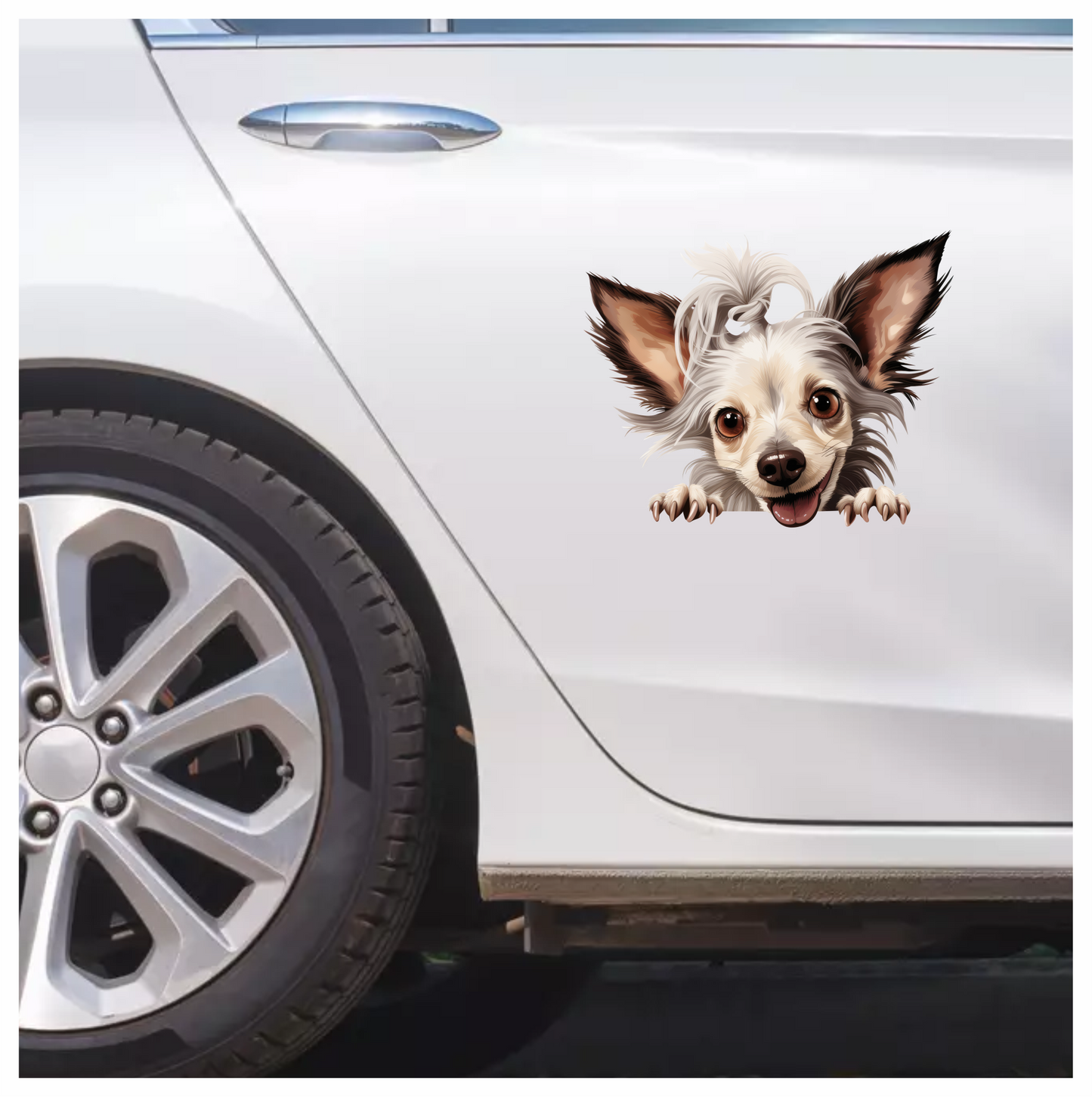 White Dog Chihuahua Smiling Cute Vinyl Sticker Decal