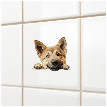Brown Dog Puppy Cute Smiling Vinyl Sticker Decal