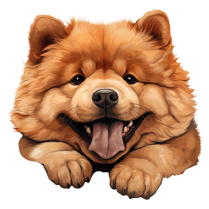 Brown Dog Chow Chow Happy Face Vinyl Sticker Decal