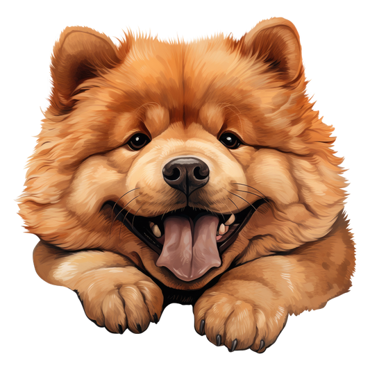 Brown Dog Chow Chow Happy Face Vinyl Sticker Decal